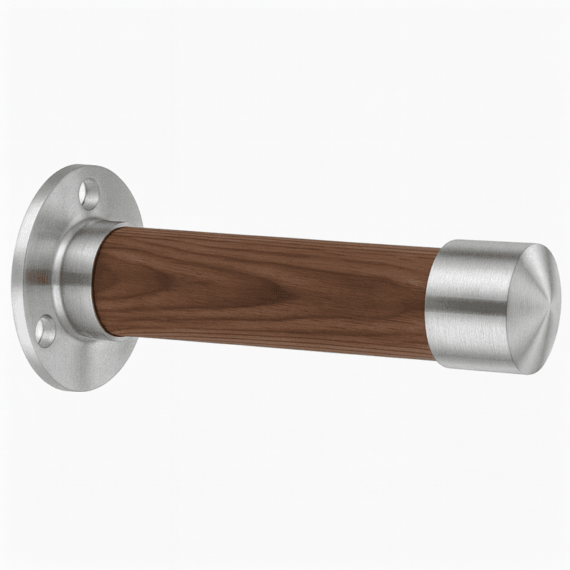 Edelstahl Nussbaum-Holz Kleiderhaken - Garderobenhaken mit Kappe nach Maß