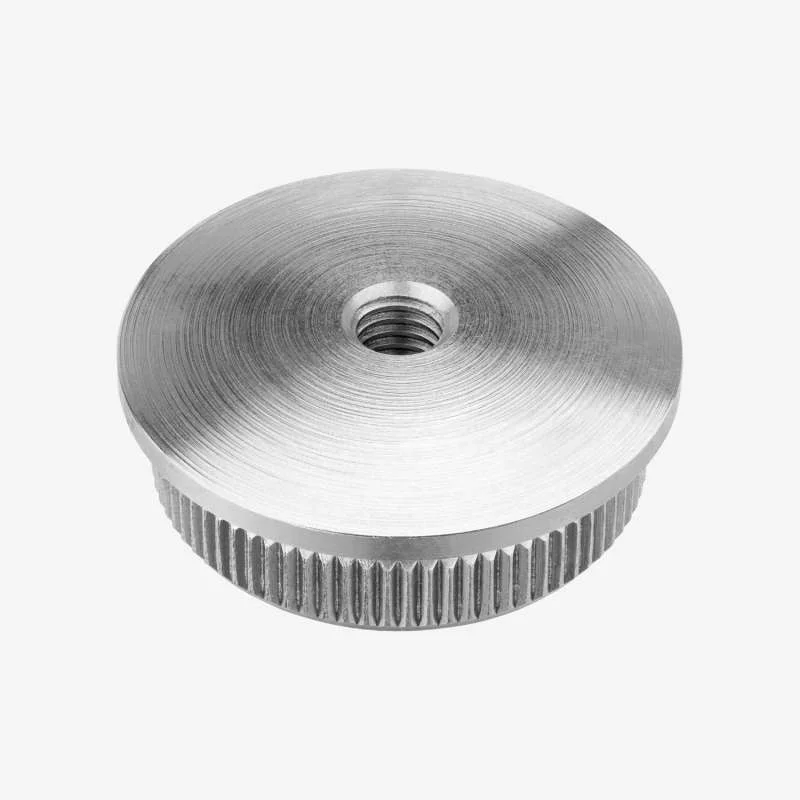 Edelstahl Stopfen 60,3 x 2 mm gewölbt Rändel M8 Gewinde Vollmaterial