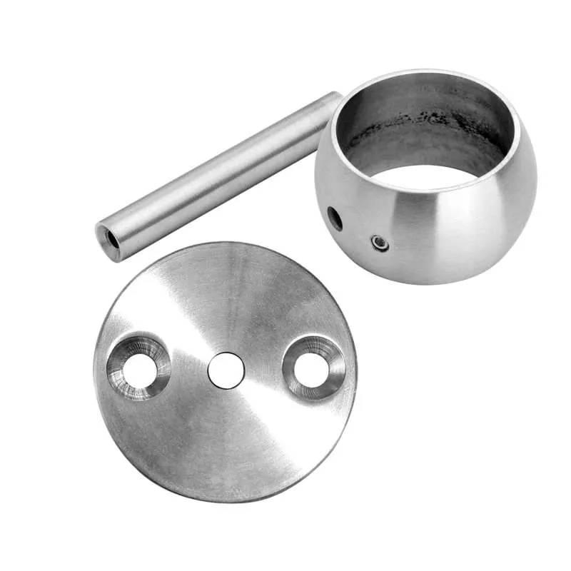 Handlaufhalter Set Kugelring mit Stab und Ronde 33,7 Rohr V2A Handlaufhalter Set Kugelring mit Stab und Ronde 33,7 Rohr V2A