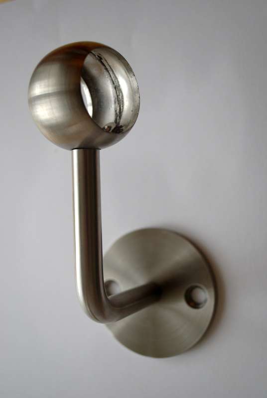 Handlaufträger Set Edelstahl Kugelring Stab und Ronde Wandmontage, 33,7 Rohr