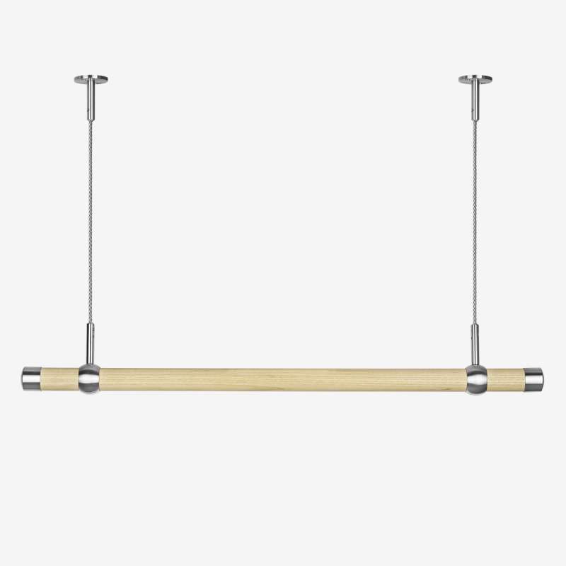 Garderobenstange - Kleiderstange abgehängt Deckenmontage Holz Edelstahl