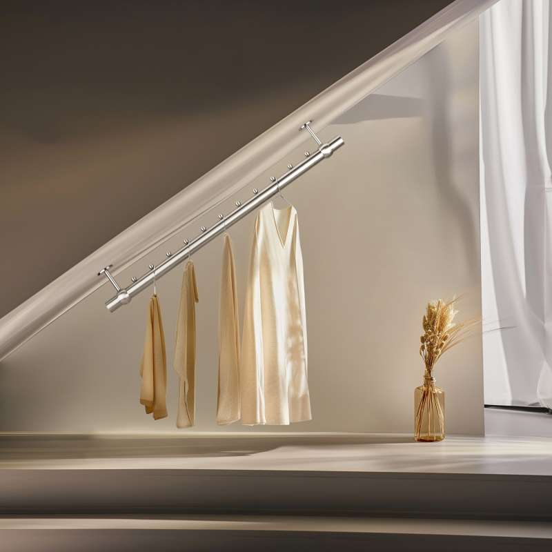 Edelstahl Kleiderstange nach Maß für Dachschräge - Bild 2