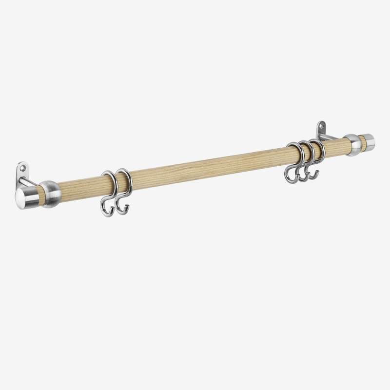 Edelstahl Holz Garderobenstange Kleiderstange für Regal-Brett Montage - Bild 5