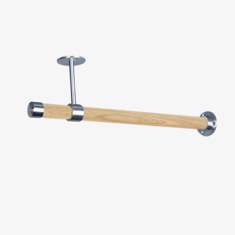 Edelstahl-Holz-Garderobenstange für Wand-, Regal- und Schrankmontage