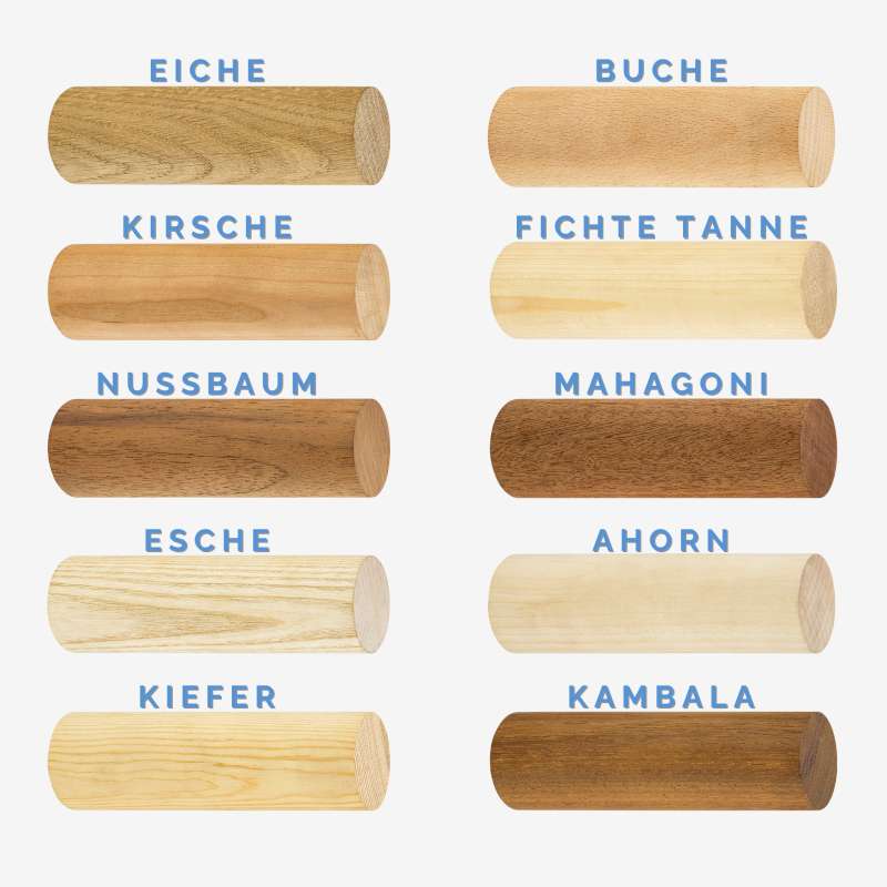 Edelstahl Garderobenstange aus Holz mit Wandflansch - Bild 2